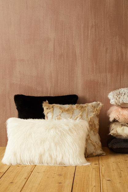 Folia Grey And Natural Square Fur Cushion