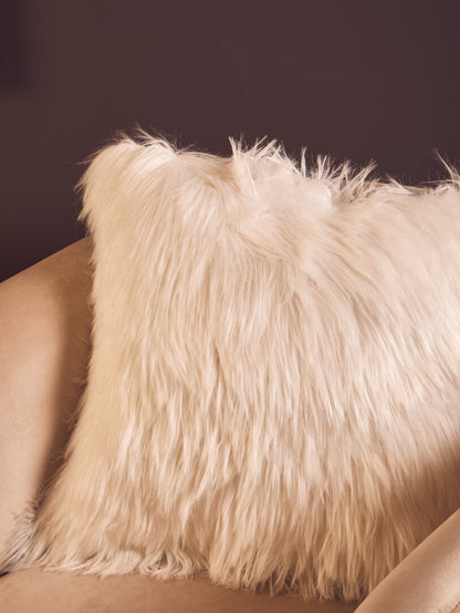 Folia Cream Square Fur Cushion