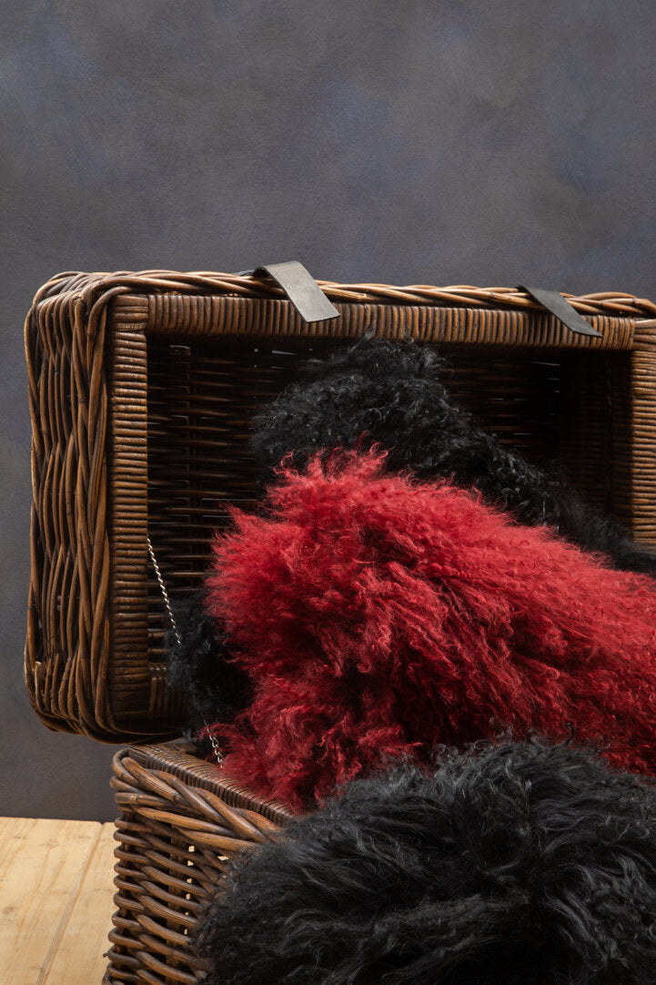 Regis Mongolian Fur Black Rectangular Cushion