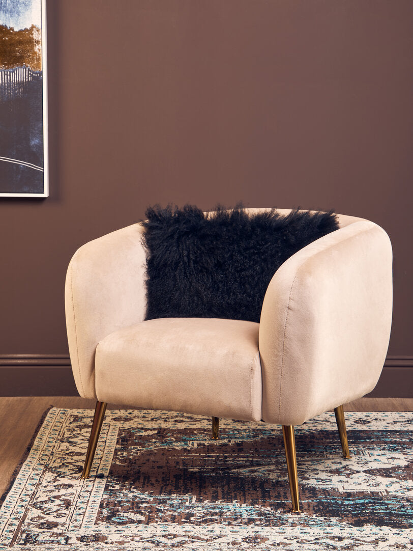 Regis Mongolian Fur Black Rectangular Cushion