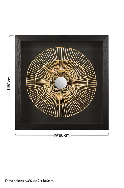 Milan Black and Gold Wire Sunburst Wall Art