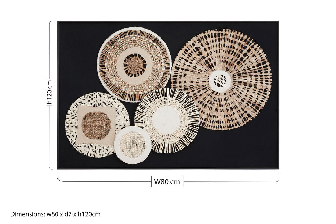 Milan Natural And black Paper Design Wall Art