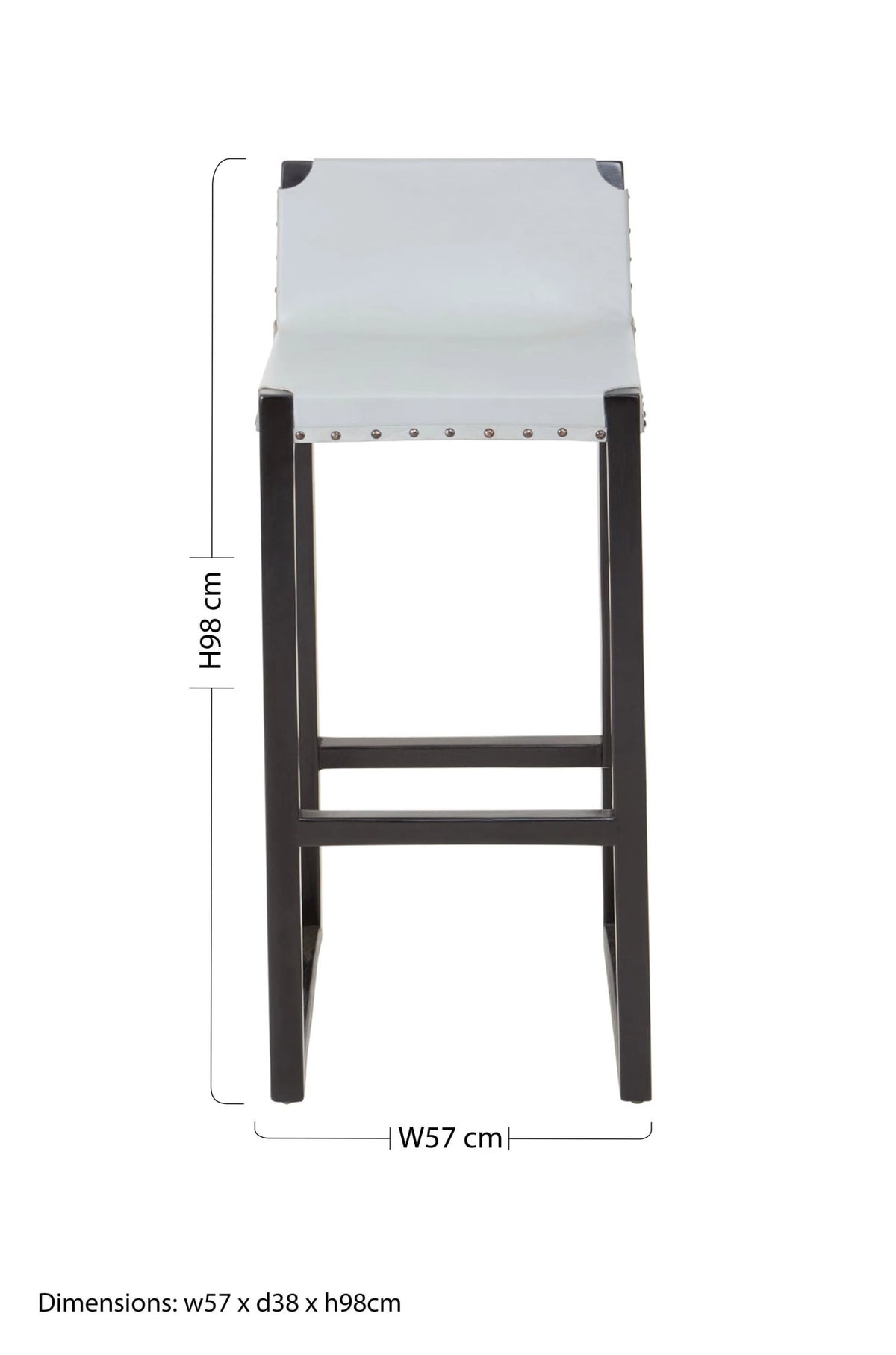 Sumatra Grey Leather Bar Chair with Black Wooden Legs