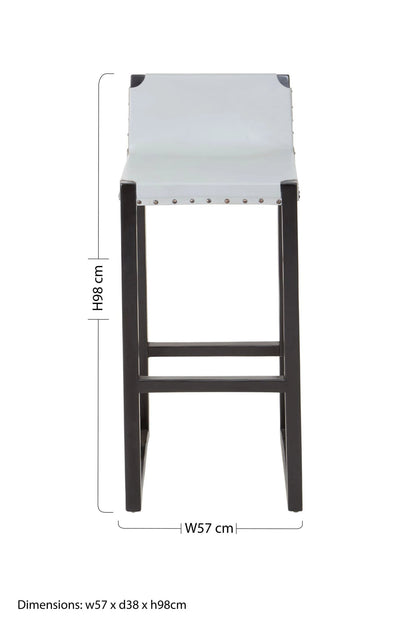 Sumatra Grey Leather Bar Chair with Black Wooden Legs