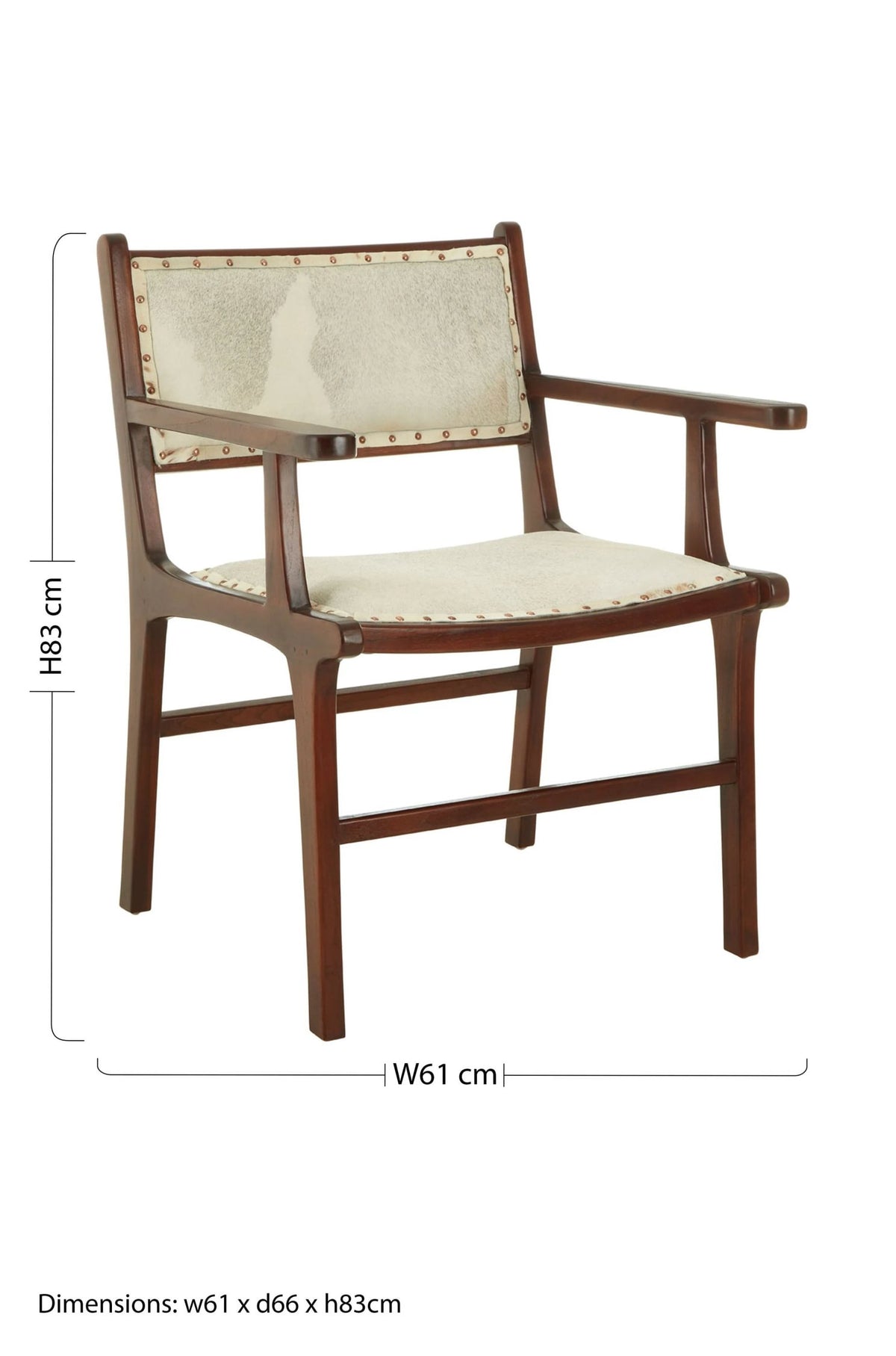 Sumatra Natural Hair on Leather and Teak Wood Dining Chair