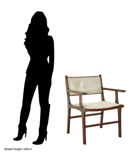 Sumatra Natural Hair on Leather and Teak Wood Dining Chair