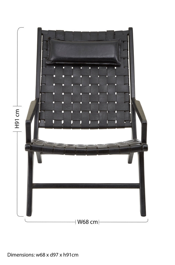 Sumatra Black Leather Woven Chair