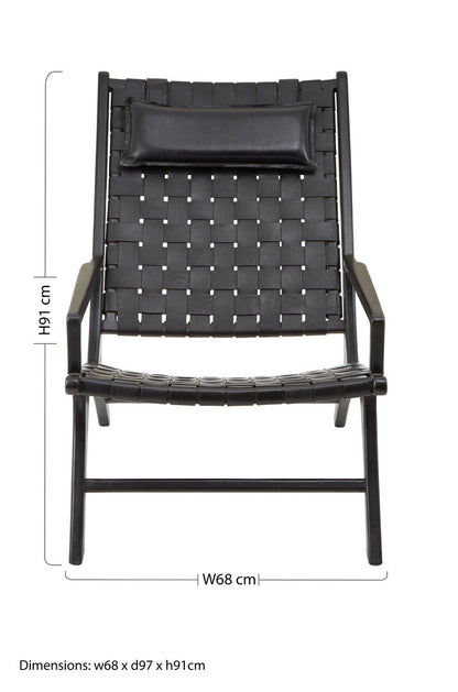 Sumatra Black Leather Woven Chair