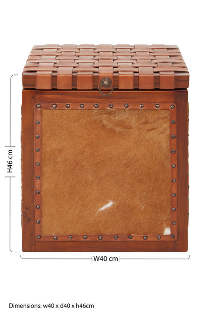 Sumatra Hair on Leather Storage Stool