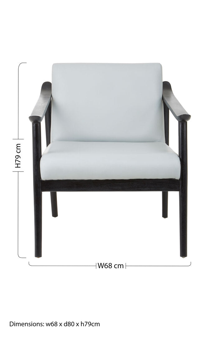 Sumatra Grey Leather Chair with Black Teak Wood Frame
