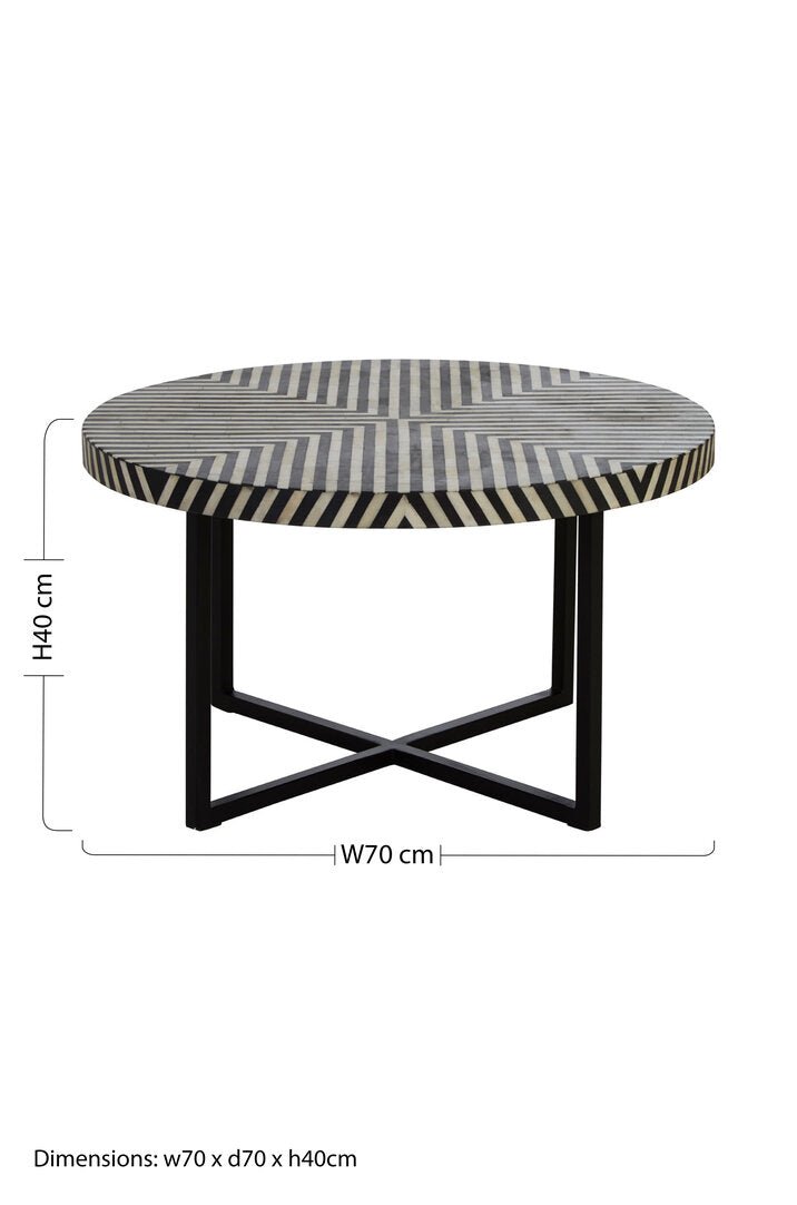 Indie Bone Inlay Coffee Table with Metal Legs