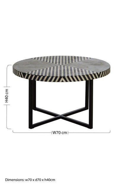 Indie Bone Inlay Coffee Table with Metal Legs