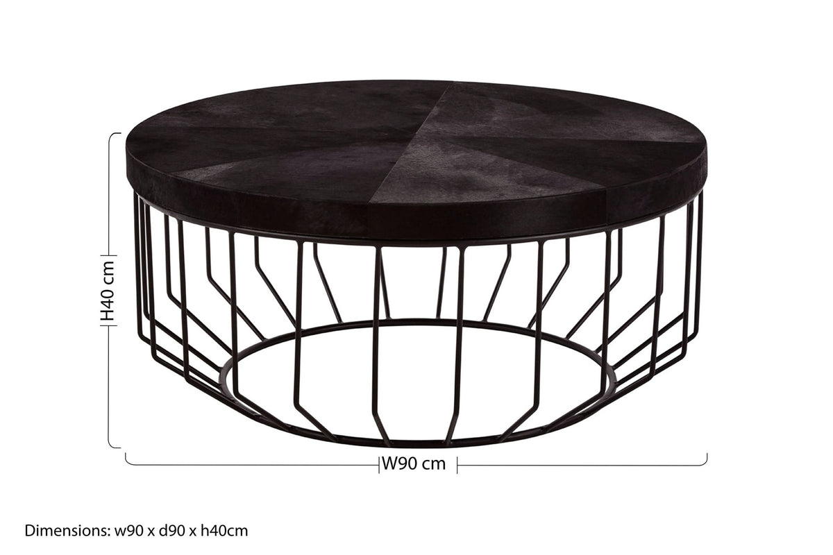 Chelsea Townhouse Black Hair On Leather Round Coffee Table
