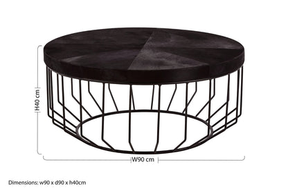 Chelsea Townhouse Black Hair On Leather Round Coffee Table