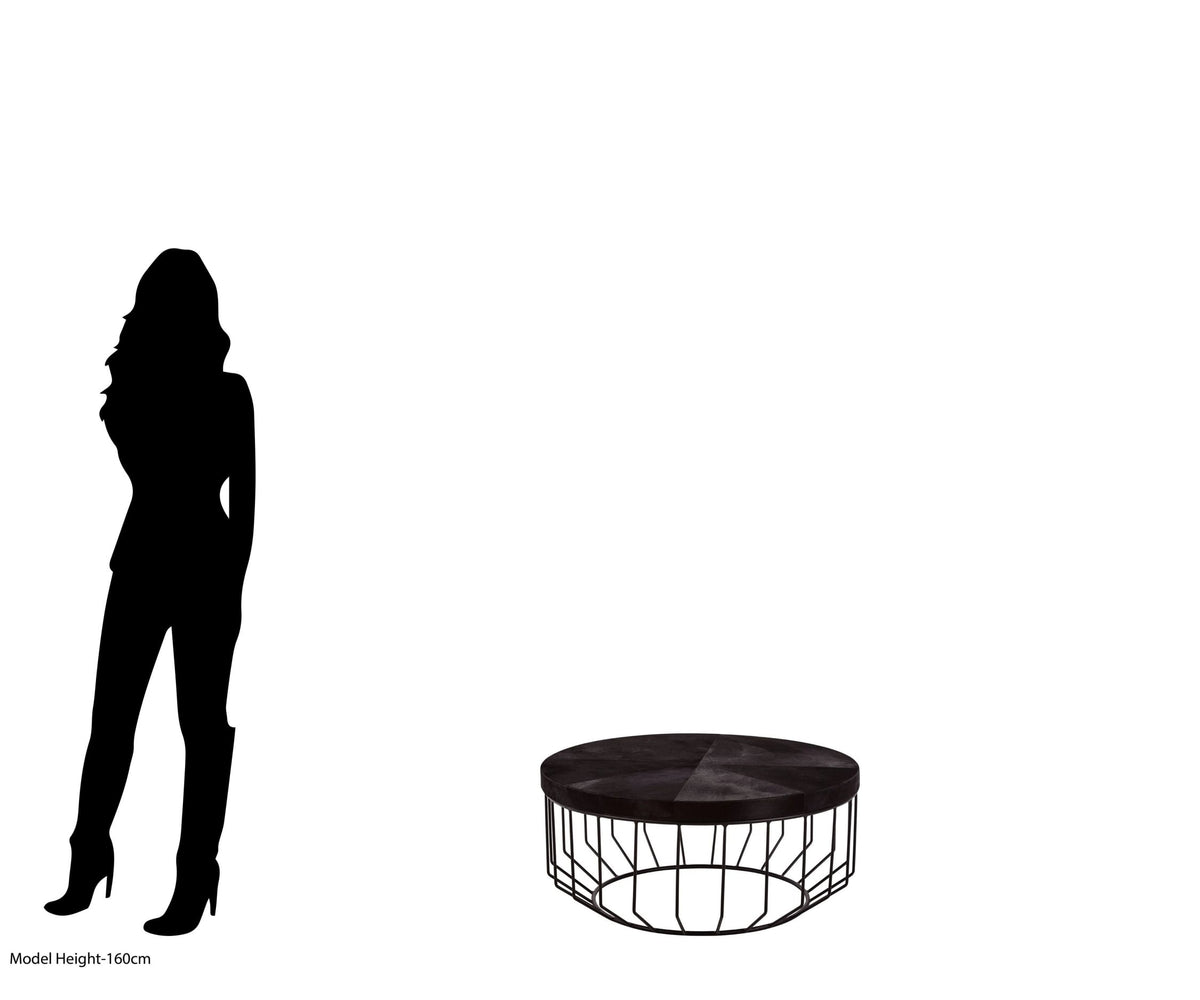 Chelsea Townhouse Black Hair On Leather Round Coffee Table
