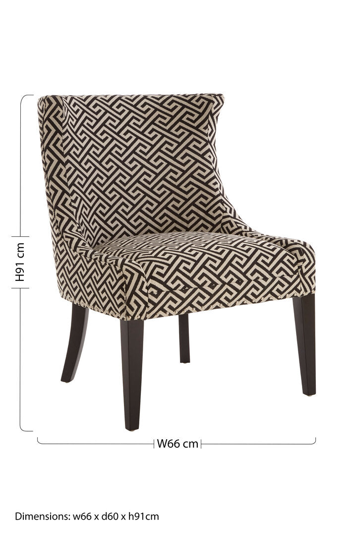 Mayfair Greek Key Design Wingback Lounge Chair