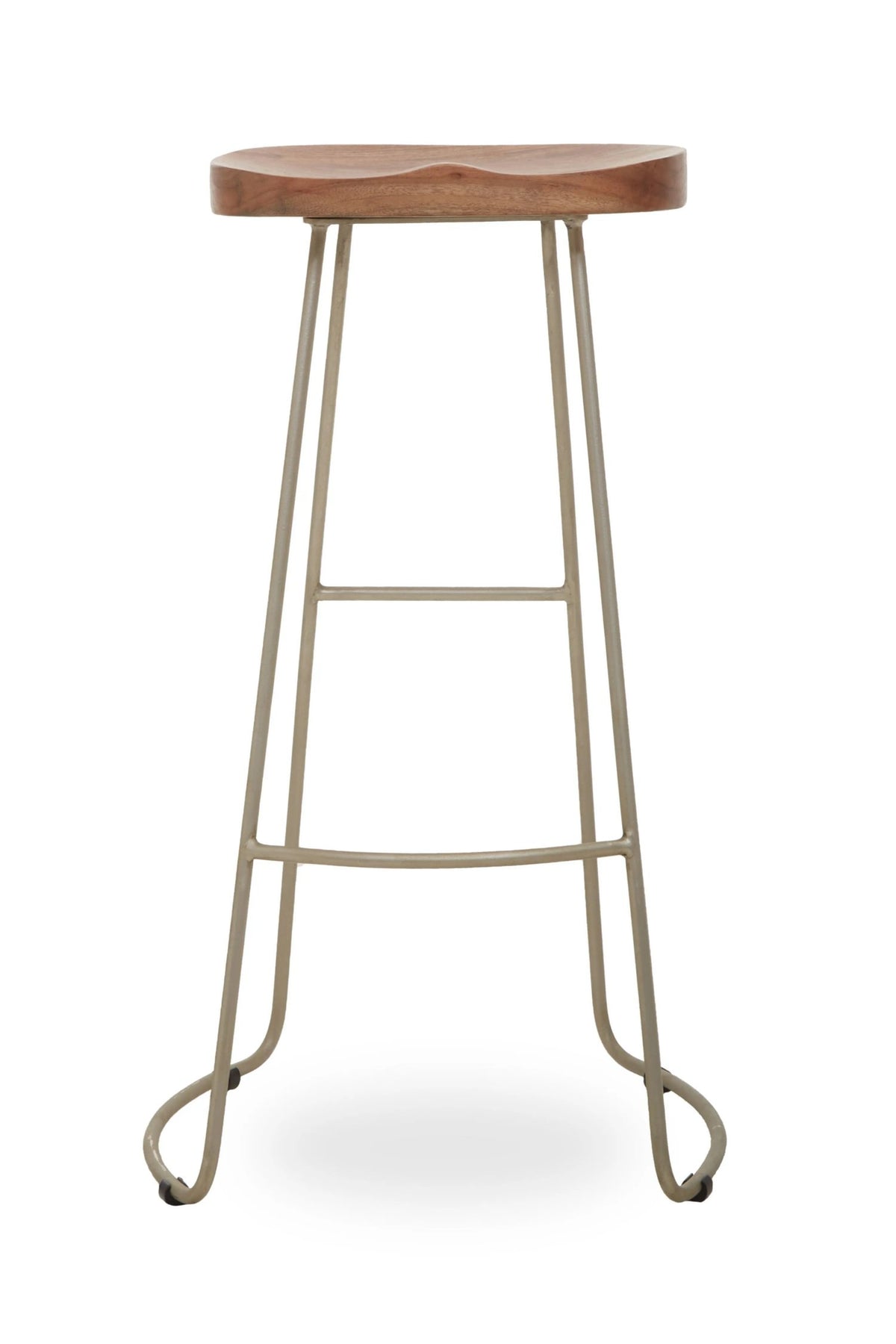 Nairn Acacia Wood and Antique Silver Bar Stool