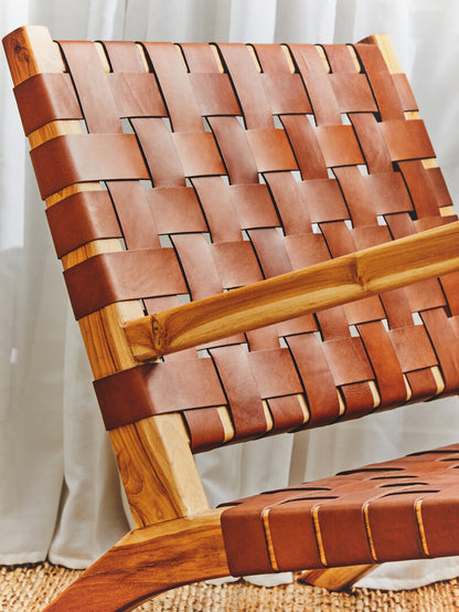 Sumatra Dark Brown Leather and Teak Chair