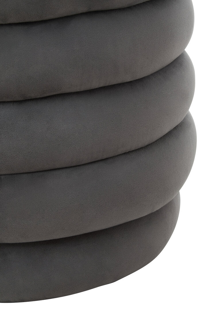 Athena Graphite Velvet Round Footstool