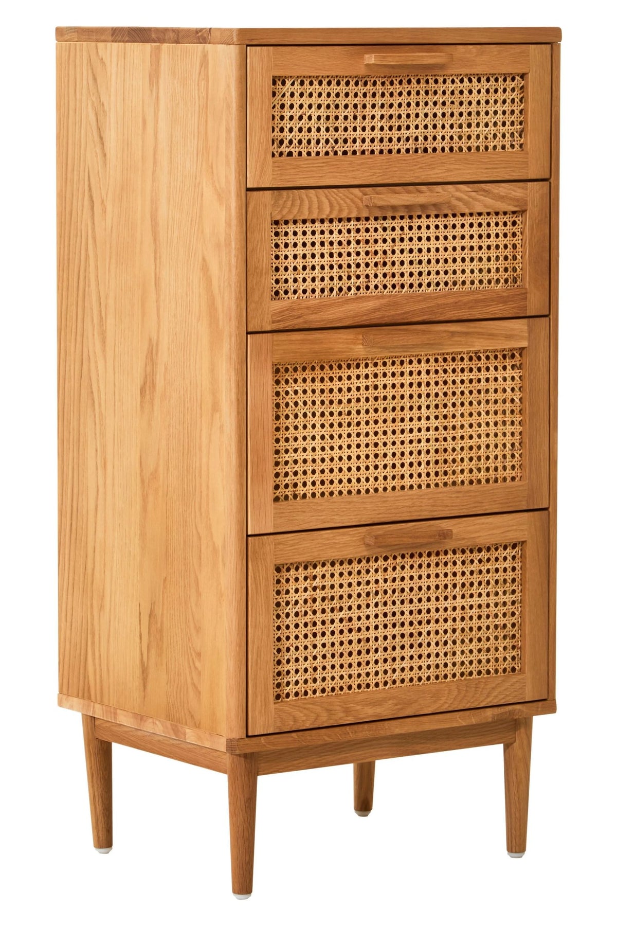 Bordeaux Rattan and Oak Wood Chest of Four Drawers