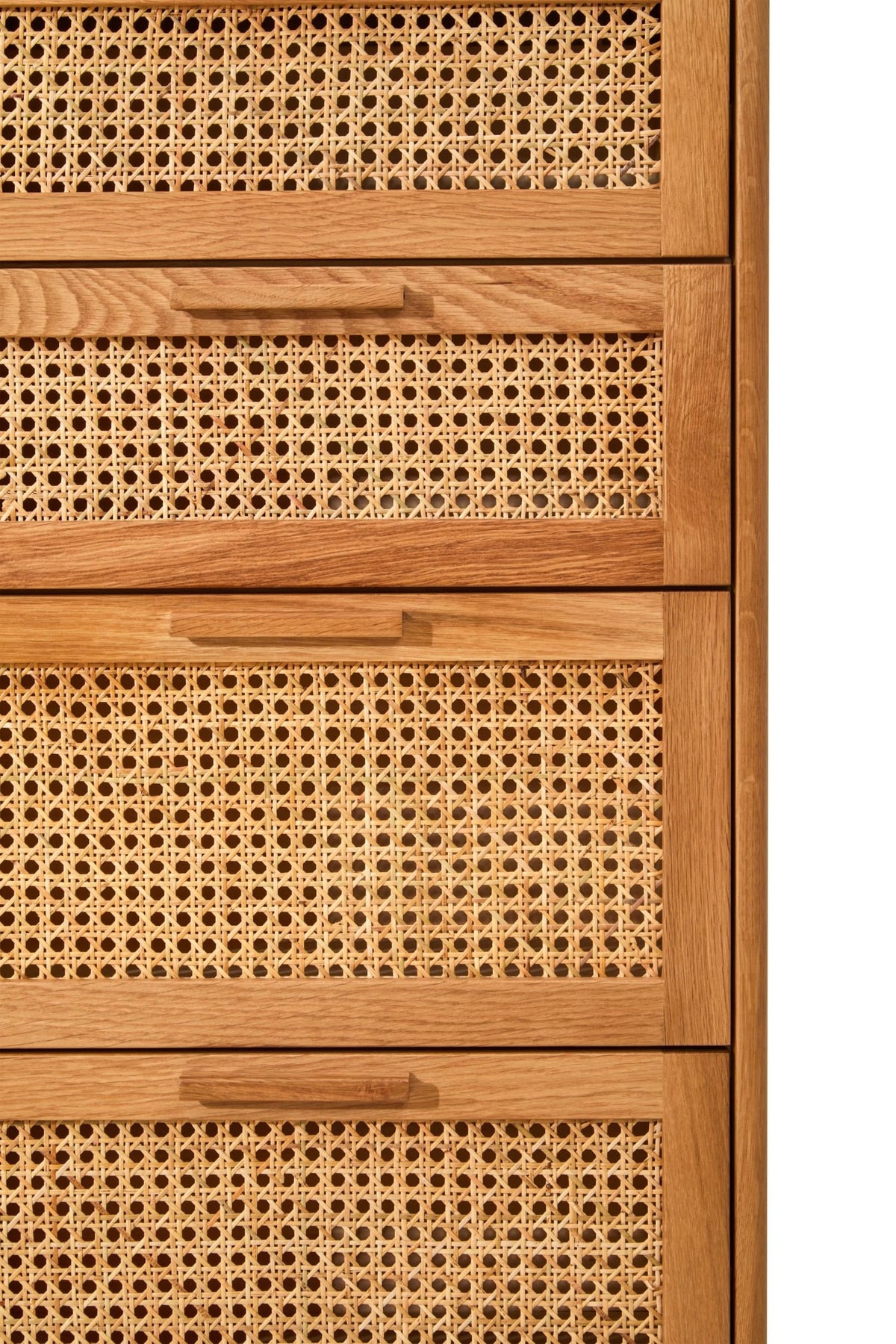 Bordeaux Rattan and Oak Wood Chest of Four Drawers