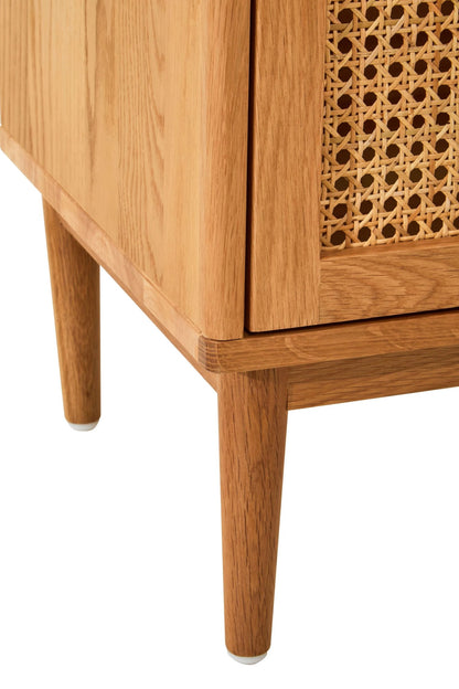 Bordeaux Rattan and Oak Wood Chest of Four Drawers