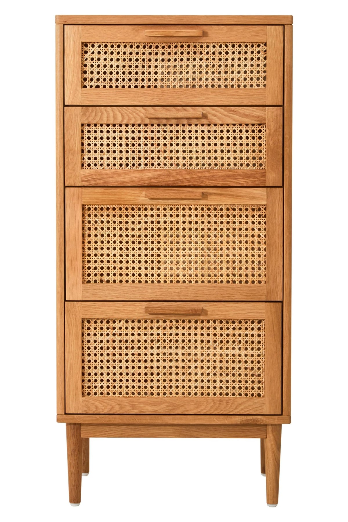 Bordeaux Rattan and Oak Wood Chest of Four Drawers