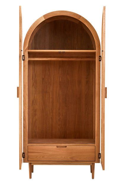 Bordeaux Rattan and Oak Wood 2 Door Wardrobe