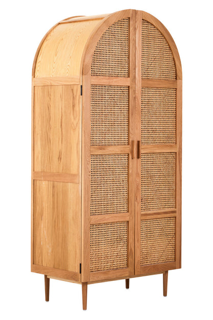 Bordeaux Rattan and Oak Wood 2 Door Wardrobe