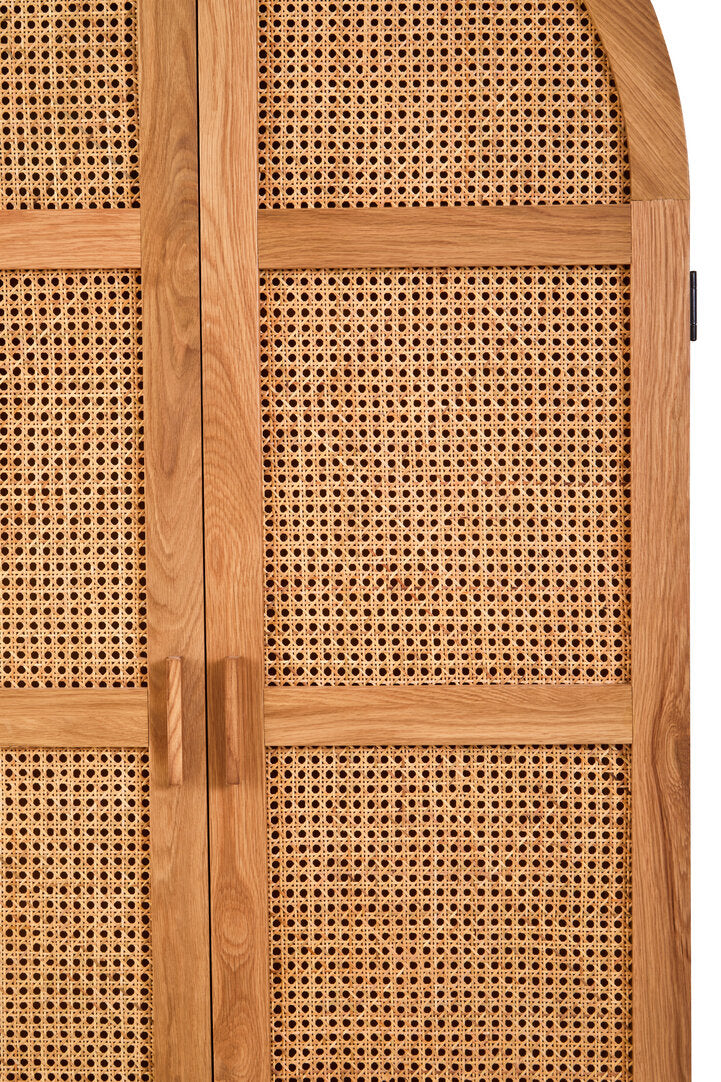 Bordeaux Rattan and Oak Wood 2 Door Wardrobe