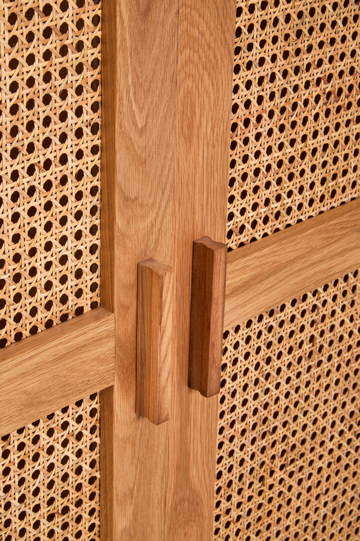 Bordeaux Rattan and Oak Wood 2 Door Wardrobe