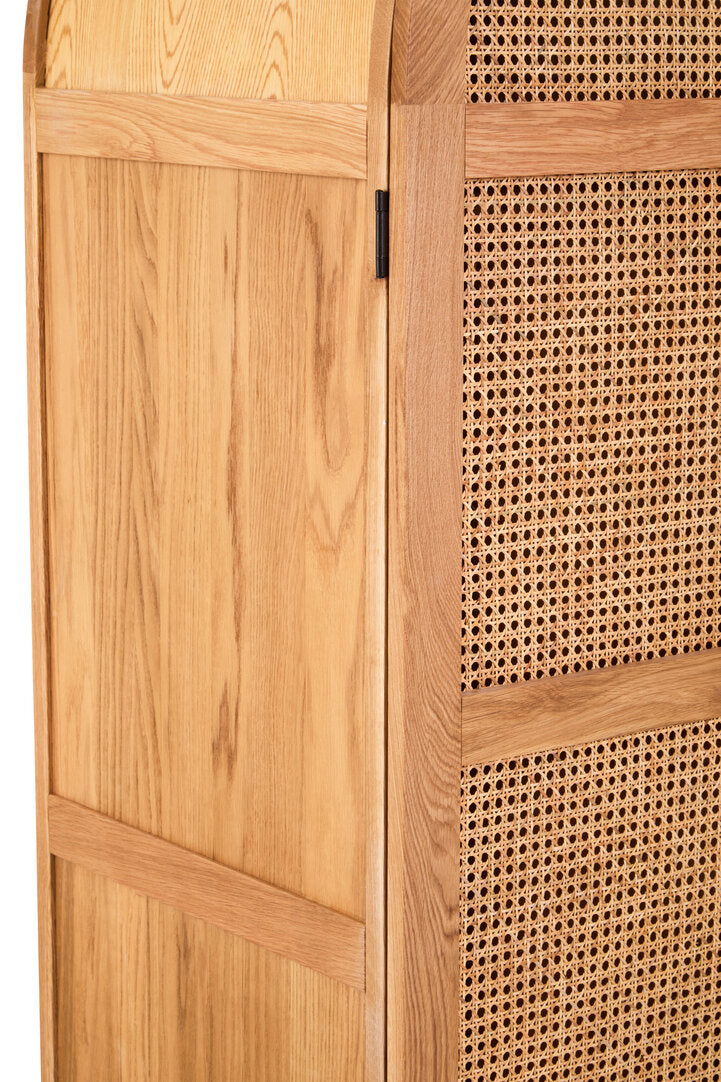 Bordeaux Rattan and Oak Wood 2 Door Wardrobe