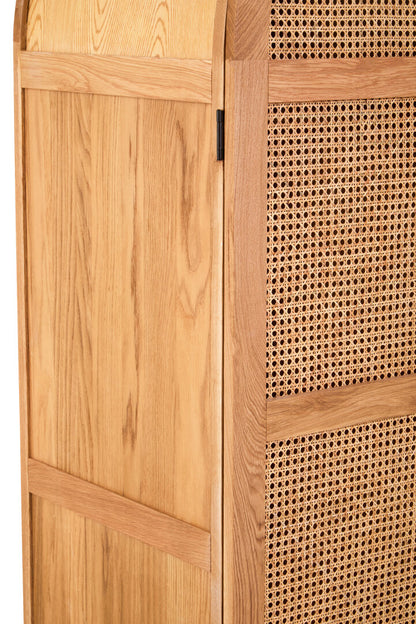 Bordeaux Rattan and Oak Wood 2 Door Wardrobe