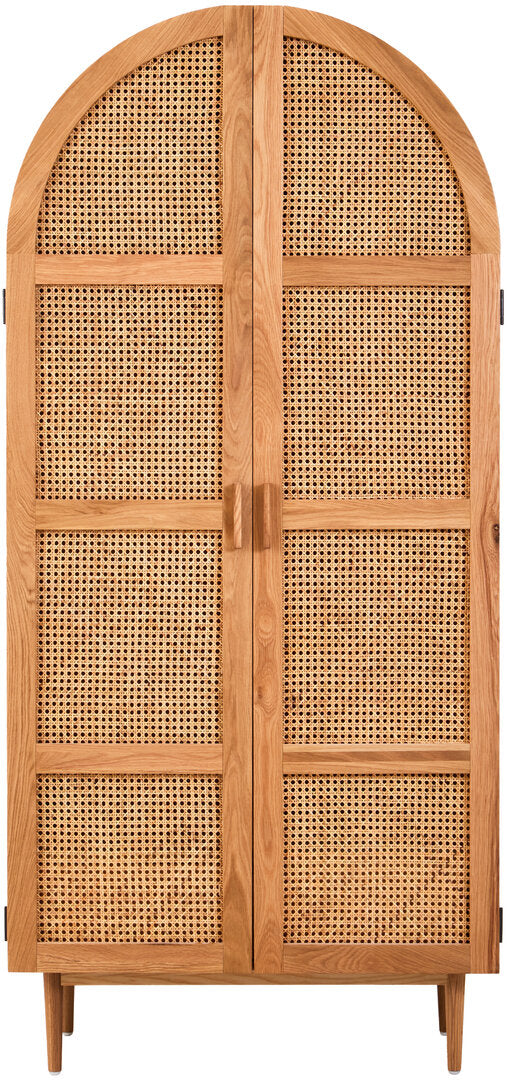 Bordeaux Rattan and Oak Wood 2 Door Wardrobe