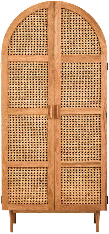 Bordeaux Rattan and Oak Wood 2 Door Wardrobe