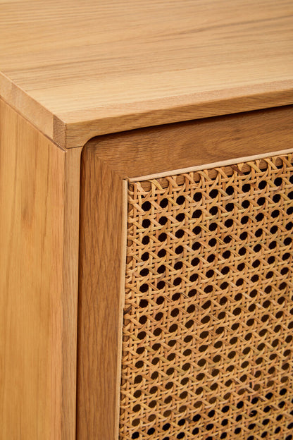 Bordeaux Rattan and Oak Wood 4 Door Sideboard