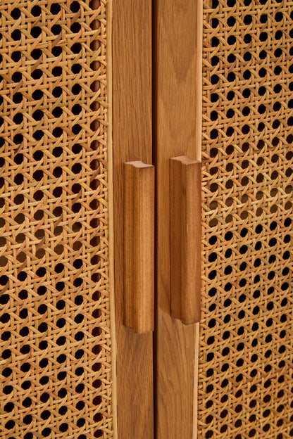 Bordeaux Rattan and Oak Wood 4 Door Sideboard