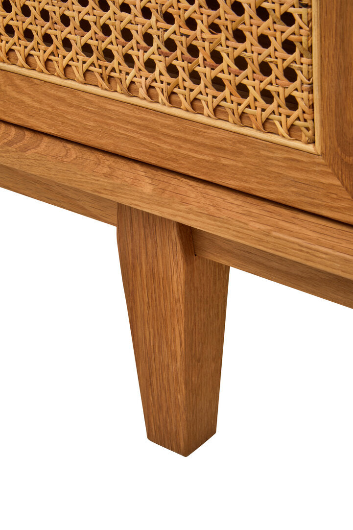 Bordeaux Rattan and Oak Wood 4 Door Sideboard