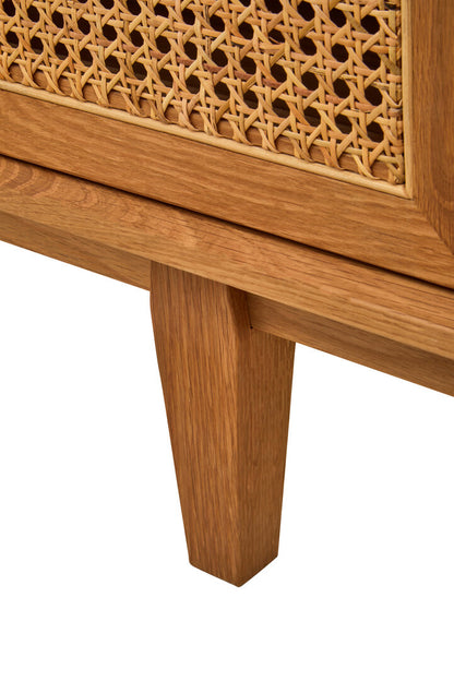 Bordeaux Rattan and Oak Wood 4 Door Sideboard