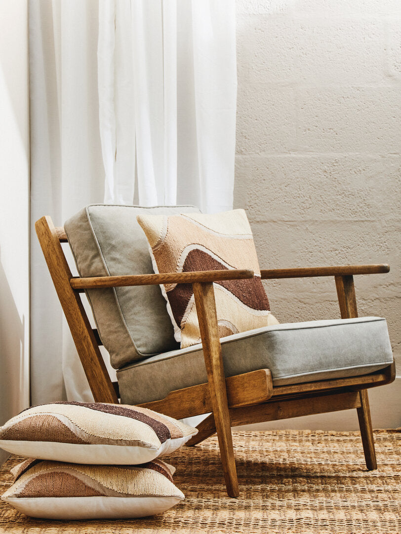 Troy Natural Linen And Oak Armchair