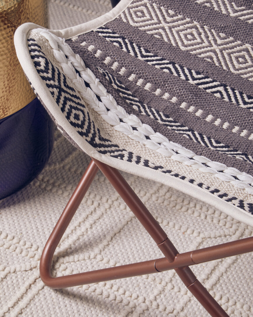 Serene Grey And White Butterfly Chair