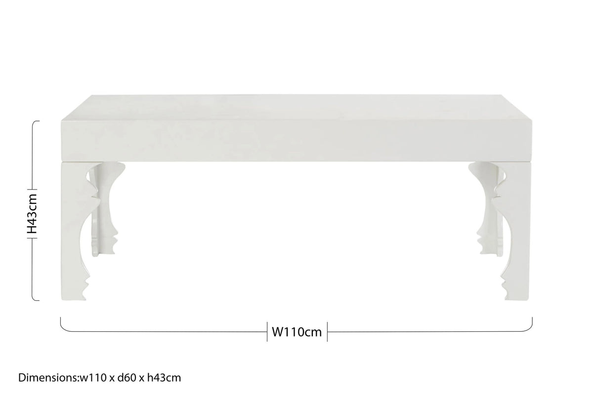 Lacquerre White High Gloss Finish Coffee Table