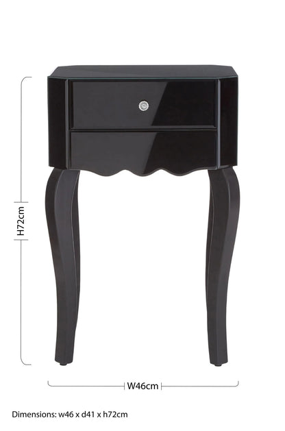 Orchessa 1 Drawer Black Mirrored Glass Side Table