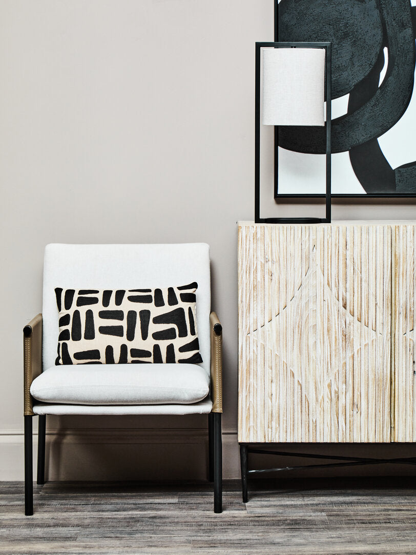 Zola Natural And Black Rectangular Cushion