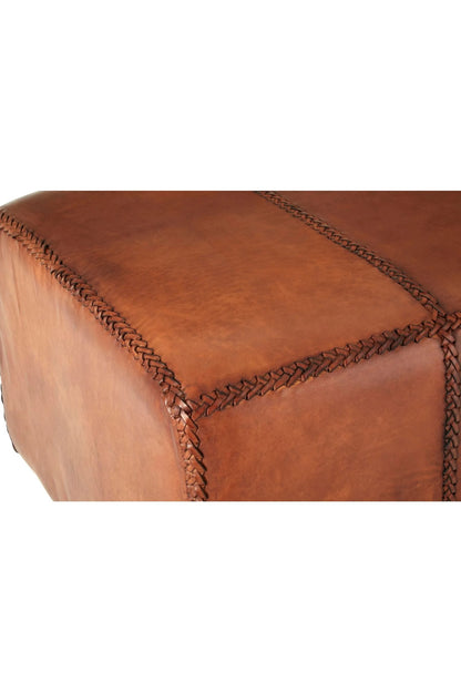 Andes Leather Bench With Teak Wood Legs