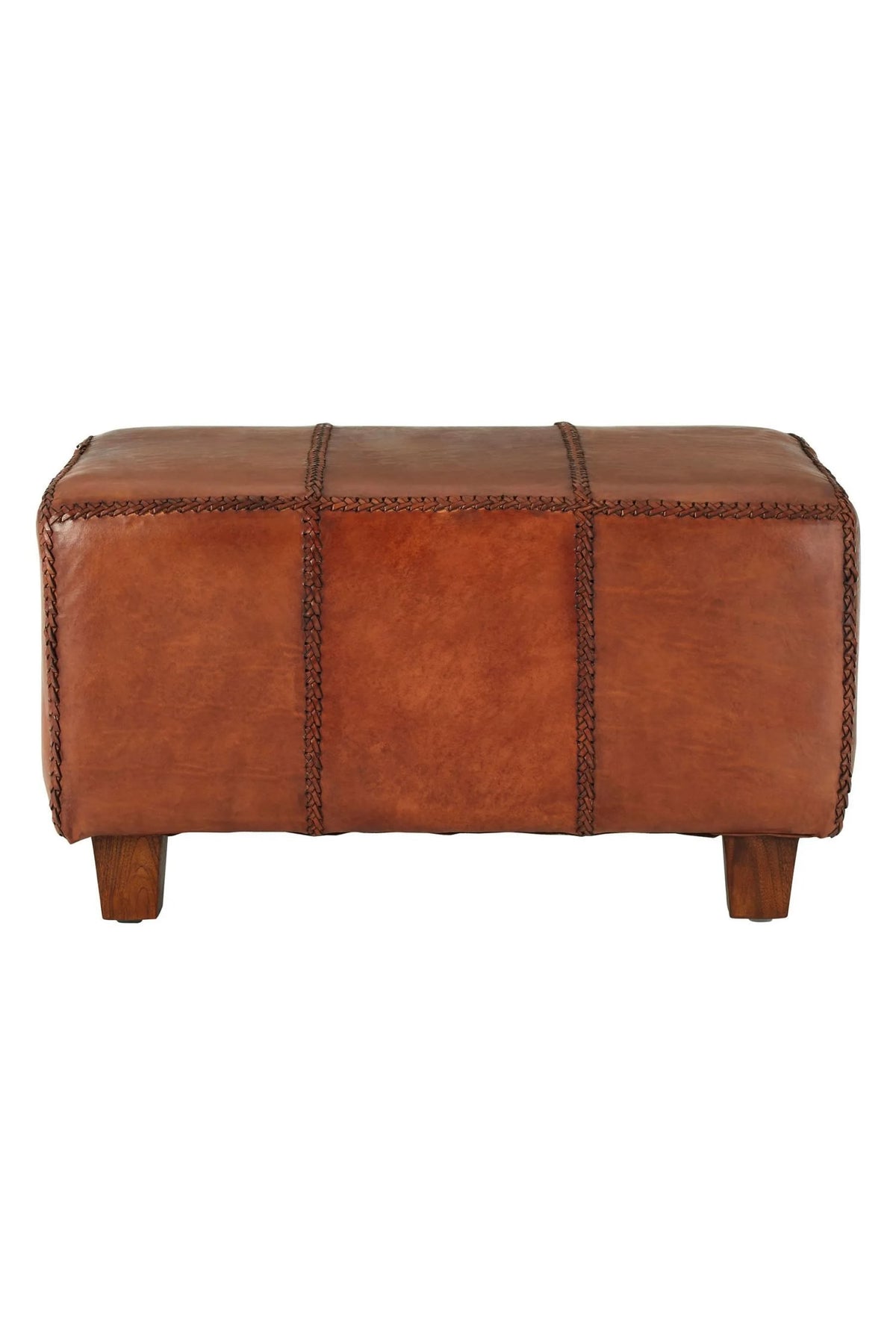 Andes Leather Bench With Teak Wood Legs
