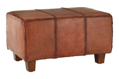 Andes Leather Bench With Teak Wood Legs