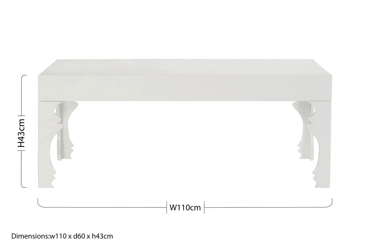 Lacquerre White High Gloss Finish Coffee Table