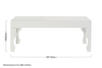 Lacquerre White High Gloss Finish Coffee Table