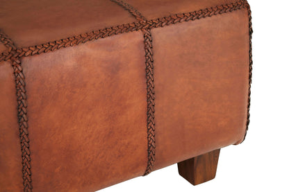 Andes Leather Bench With Teak Wood Legs